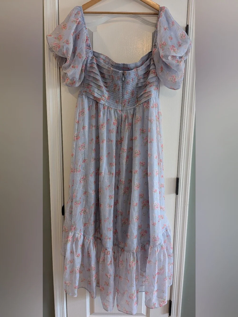 Abercrombie & Fitch Emerson Drama Maxi Dress Off-The-Shoulder Floral Ruffle XLP